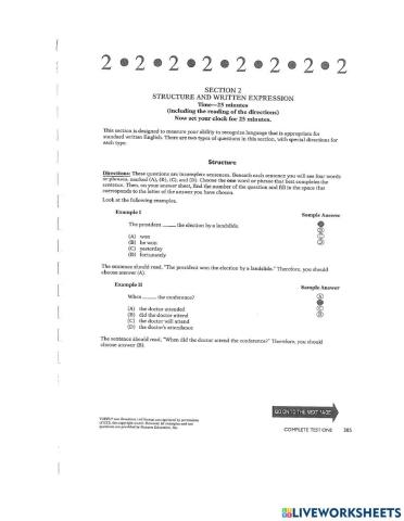 Toefl complete test 1 structure