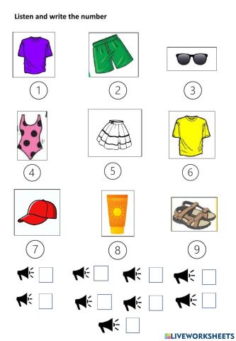 2º Listen and number Clothes