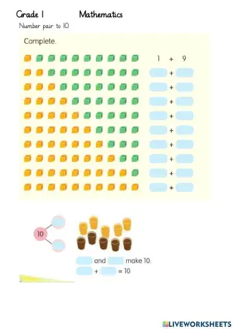 Number pair to 10 and subtract from 9