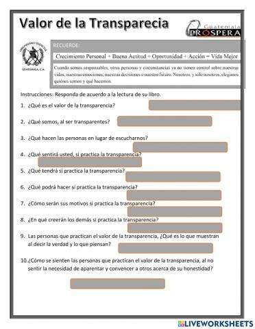 Valor de la Transparencia