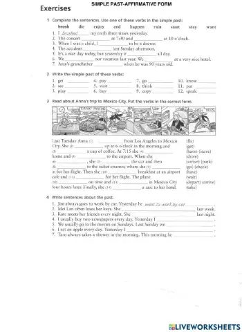 Practice past simple affirmative form