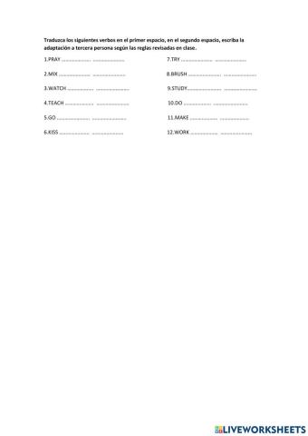 Verbos en tercera persona