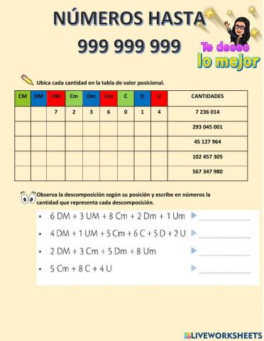 Cantidades de nueve cifras
