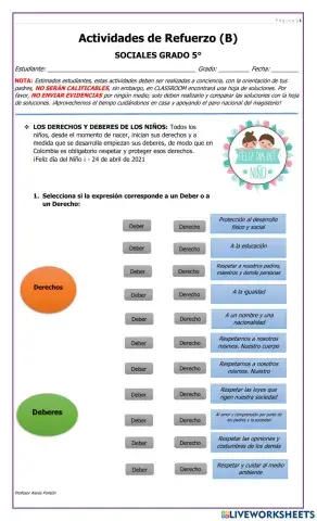 Actividades de Refuerzo - B - Sociales Grado 5°