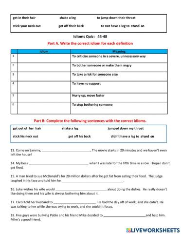 Idioms Quiz 43-48