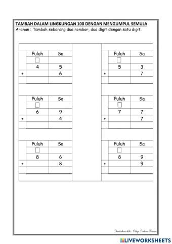 Tambah dalam lingkungan 100