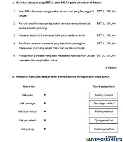 Teknik dan cara penyediaan kek(2) - Pembuatan Pastri Ting. 5 KSSMPK