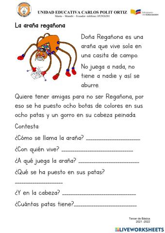 Lectura La araña Regañona