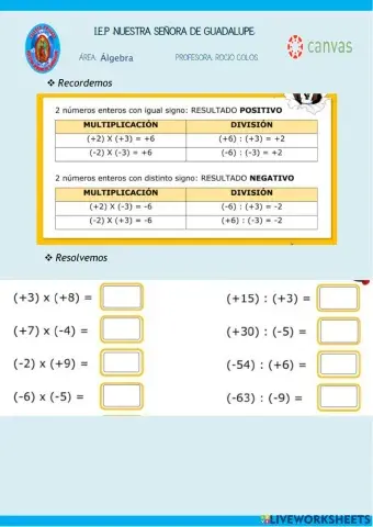 Multiplicación y división de números enteros