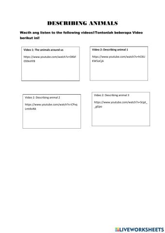 Video describing animals