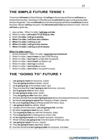 Simple future or “going to” future 1