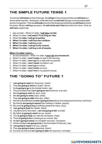 Simple future or “going to” future 1