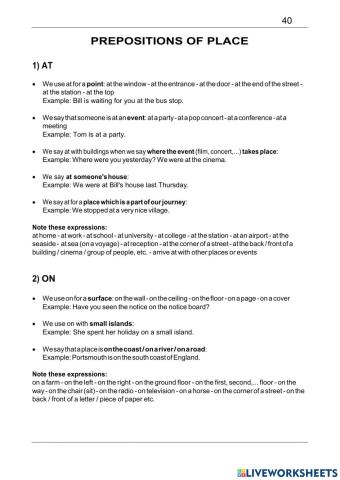 PREPOSITIONS OF PLACE 1
