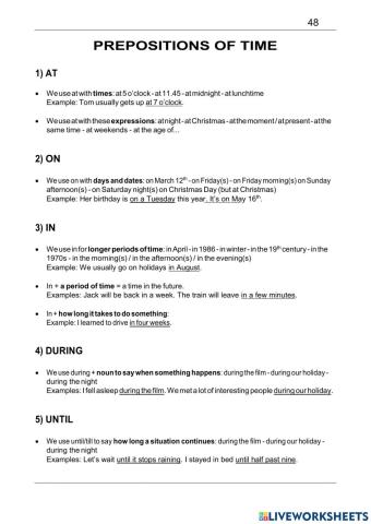 PREPOSITIONS OF TIME 1