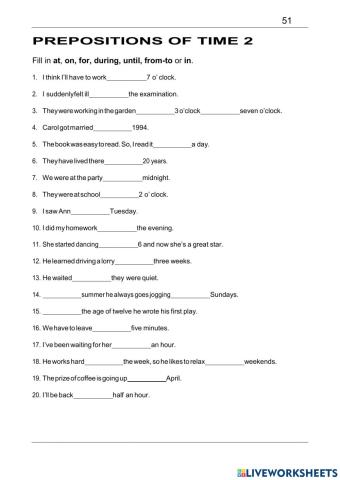 PREPOSITIONS OF TIME 2