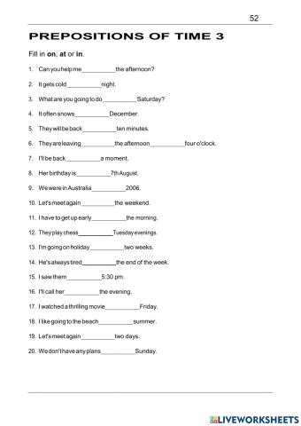 PREPOSITIONS OF TIME 3