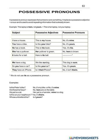 POSSESSIVE PRONOUNS 2