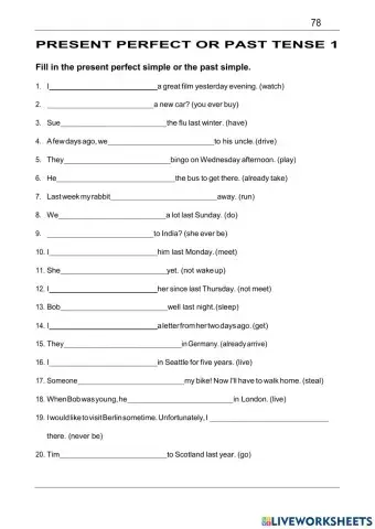 PRESENT PERFECT OR PAST TENSE 1