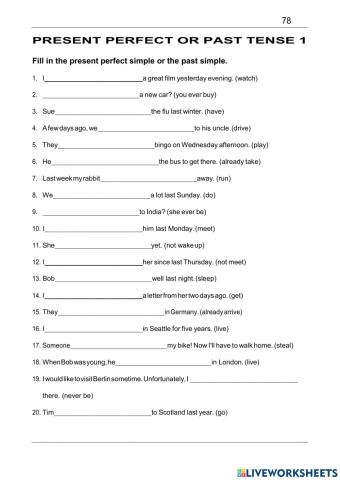 PRESENT PERFECT OR PAST TENSE 1