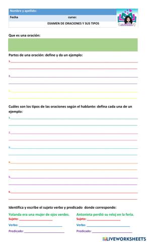 Las oraciones y sus tipos