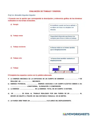 Trabajo mecánico y Energía