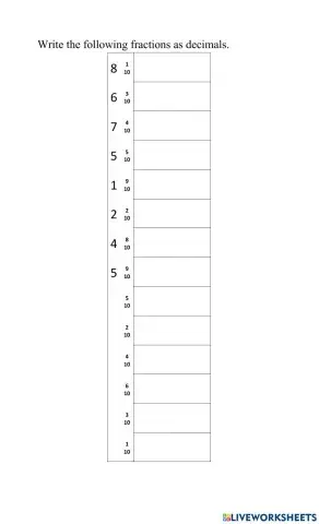 Mathematics fractions to decimals