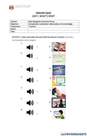 Quiz unit 1 6th grade