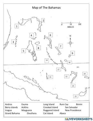 Label the map of The Bahamas