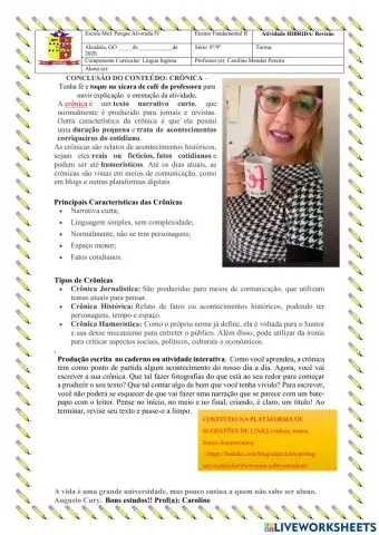 Produção textual - crônica