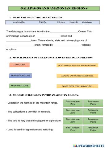 Galapagos and amazonian regions