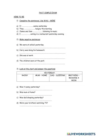 Past simle exam verb to be