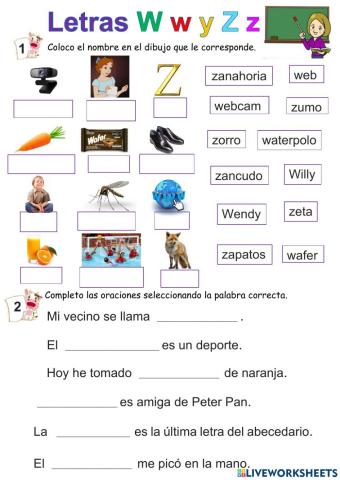 Letras w y z