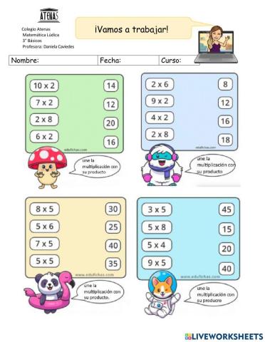 Tablas del 2, 5 y 10