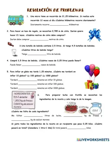 Problemas de numeros decimales