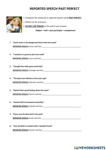 Reported speech past perfect