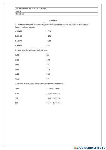 Multiplicaçãoedecomposição