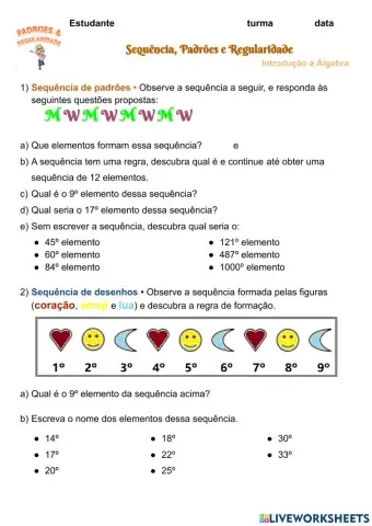 Sequência, Padrão e Regularidade
