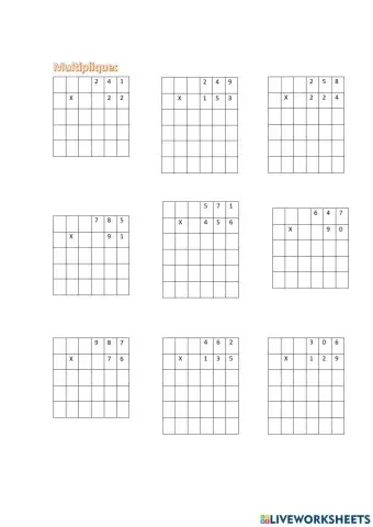Multiplicaciones por dos y tres cifras
