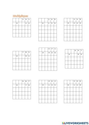 Multiplicaciones por dos y tres cifras