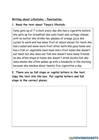Life Styles- Punctuation
