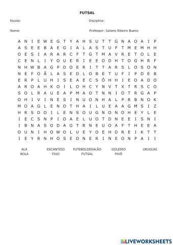 Caça palavras Futsal