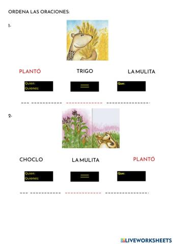 Ordena las oraciones. (Julieta)