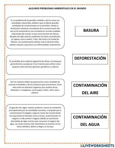 Algunos problemas ambientales en el mundo