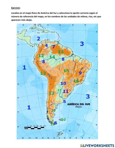 América del Sur - mapa físico