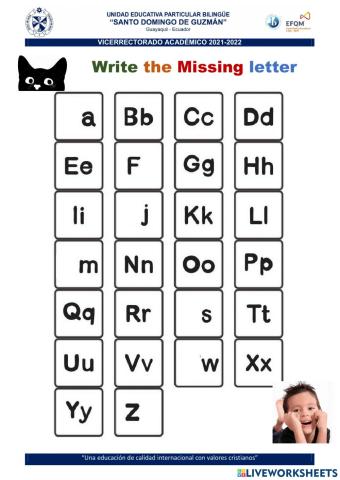 Alphabet - write the missing letter