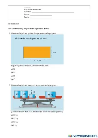 Ecuaciones de primer grado ( problemas).