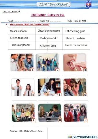 Listening - vocabulary rules for life