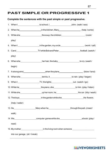 PAST SIMPLE OR PROGRESSIVE 1