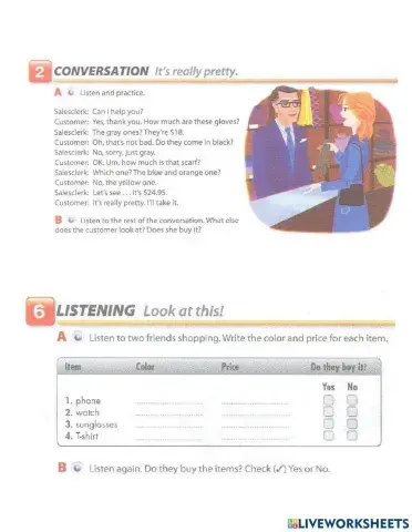 Listening exercise clothes and prices