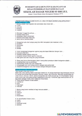 Tugas Latihan PAT Tema 8 Kelas 5 Semester 2